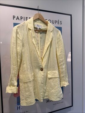 Michael Stars Pale Yellow Linen Blazer
